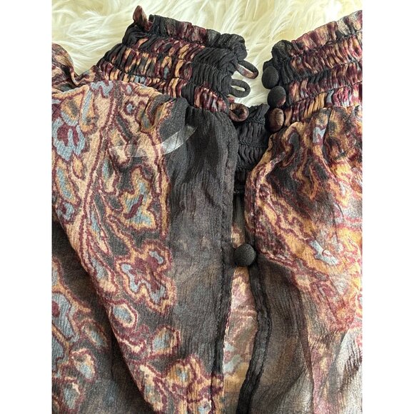 Free People Women's Forget Me Not Sheer Short Paisley Dress Size Large Bohemian - Picture 7 of 9